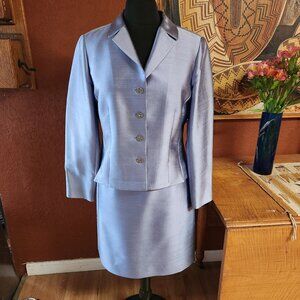 Lillie Rubin Powder Blue 51% Silk 49% Wool Jacket and Skirt Size 12